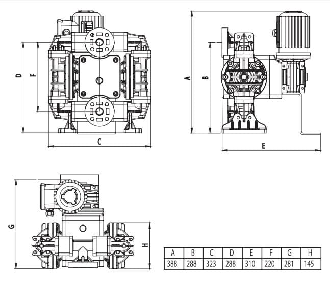 VP05 electromechanical dimensional drawing