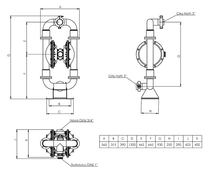 VP30 hygienic configuration dimensional drawing