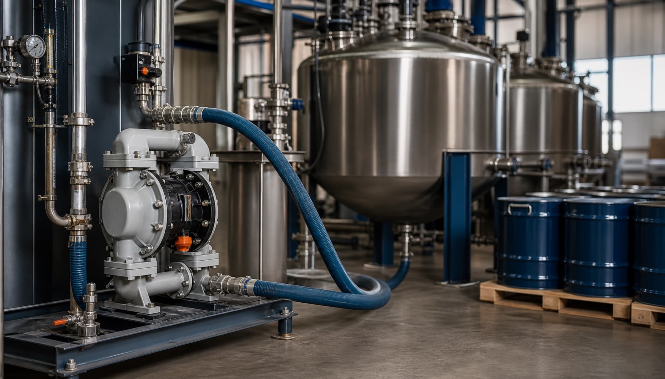 Diaphragm pump in an industrial coatings process