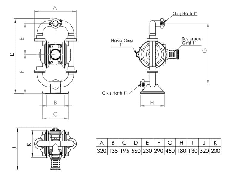 VP10 hygienic configuration dimensional drawing