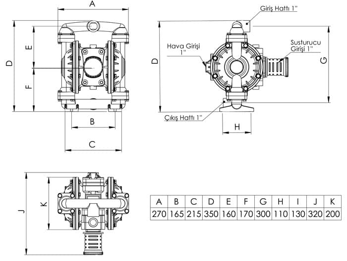 VP10 metal body dimensional drawing